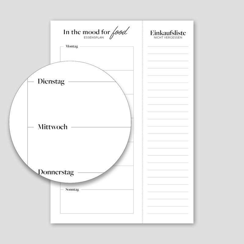Primus Print Menu Planner with Shopping List - Food Planner