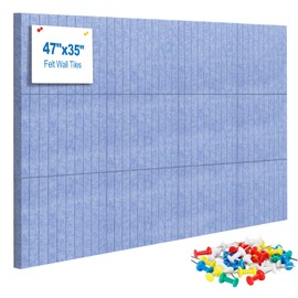 Large Cork Boards for Walls Black Felt Board Alternative, Felt Bulletin Board Tiles for Home Office School Wall Decor, Slat Wall Paneling Push Pin Board for Memo Picture Display, 12 Pack