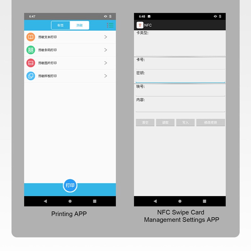 POS Receipt Printer 6.2in Touchscreen BT NFC Handheld Thermal Printer