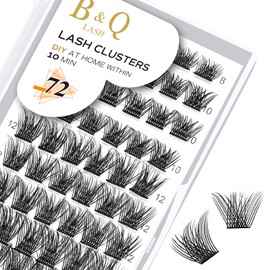 Individual Eyelashes, 72 Pieces, B02, B&amp;Q DIY Lash Clusters, Individual Eyelashes for Beginners, Reusable Eyelashes, Individual Eyelashes for Eyelash Extensions at Home, Lashes, Eyelashes, Extension (NM, D-8-16 Mix)