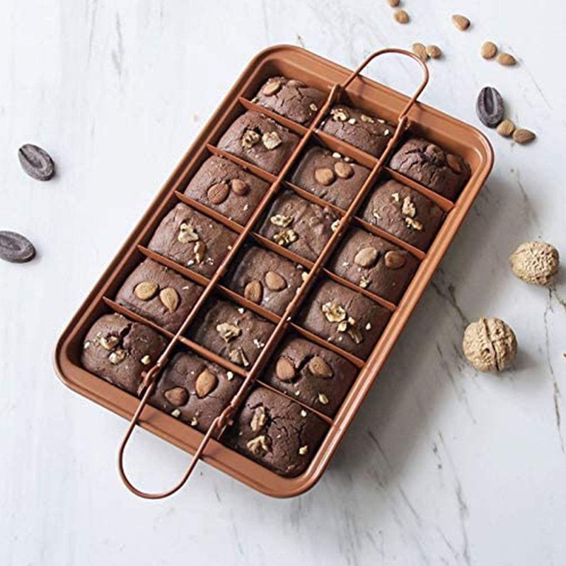 Brownie Pan, Non Stick Brownie Pans With Dividers, 18 Pre-slice