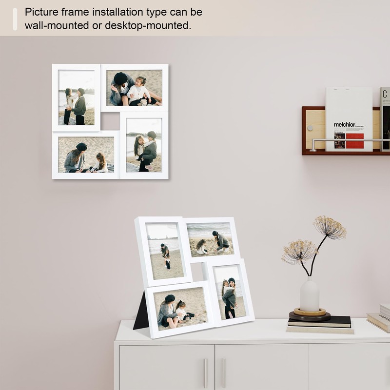 THKRLOF 4x6 Picture Frames Collage 1 Pack, 4 Opening Multi