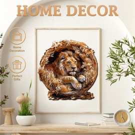 Wooden Puzzles for Adults, 3D Vision Effect Lion King Wooden Jigsaw Puzzles, 575 PCS Unique Shape Advanced Wood Puzzle Adult, 3D Effect Flat Puzzle Birthday Gifts Family Game (XL-17.3 * 17.3in)
