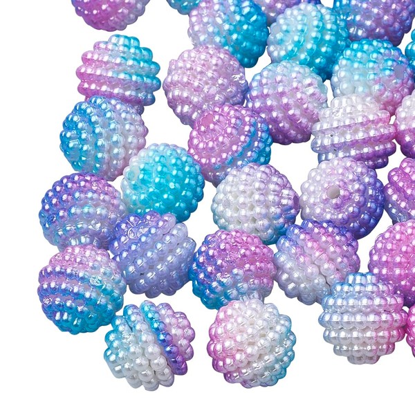 Cheriswelry 200pcs 10mm Acrylic Faux Pearl Round Combined Beads Rainbow