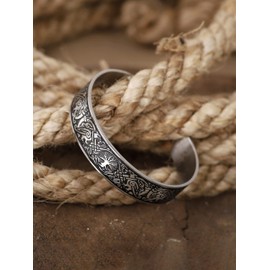 HAQUIL Norse Yggdrasil Tree of Life and Gullinkambi Rooster Cuff Bracelet for Men and Women, Viking Jewelry Gift