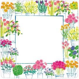 Caspari Flower Market Square Dinner Plates -8 Paper Plates per Pack, 2 PACKS