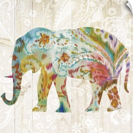 CANVAS ON DEMAND Boho Paisley Elephant II Wall Decal, Elephant Artwork