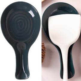 2 Pack Spoon Rest, Plastic, Kitchen Utensil Rack for Spoons, Tongs, Spatulas, Spoon Rack for Hob, Spatula Rest,Spoon Holder for Kitchen Counter Dishwasher Safe (Blackish Green)