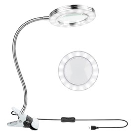 LED Lupenleuchte, Upkey 8-Fach Lupenlampe mit Klemme, LED Vergrößerungslampe Schreibtischlampe, Verstellbare Schwenkarmlampe für Tischhandwerk oder Werkbank