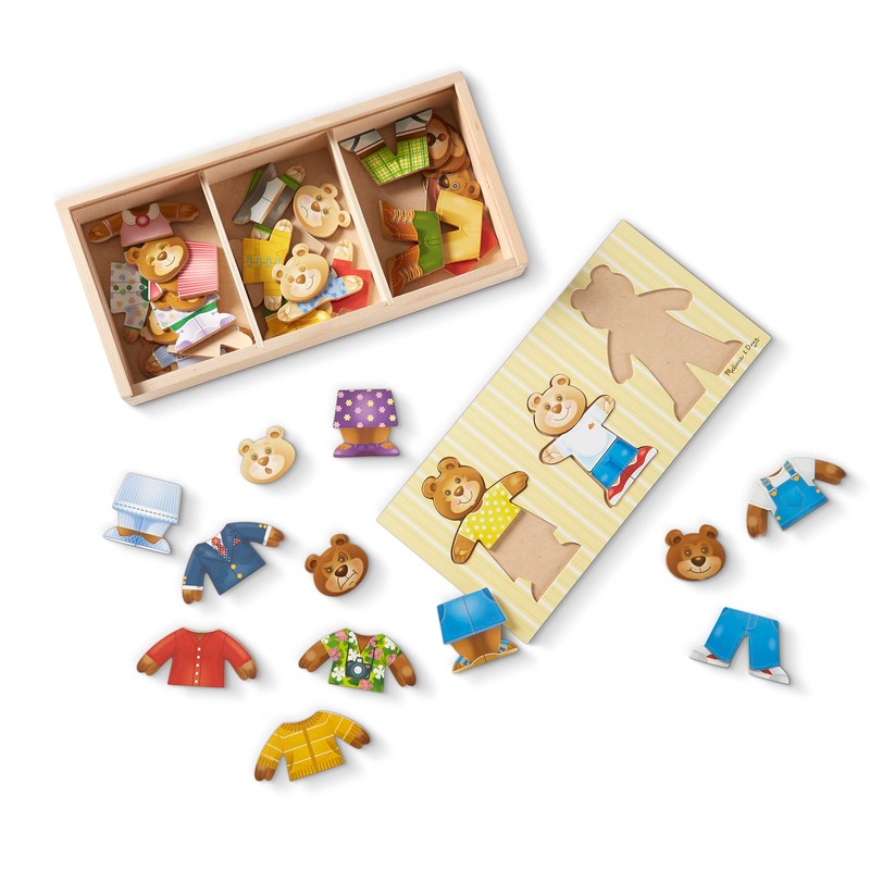 Melissa & Doug Wooden Bear Family Dress-Up Puzzle, 45 Pieces