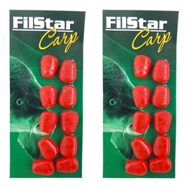 PRO FILSTAR Artificial Bait Set Corn 20 Red Pieces - Artificial Carp Fishing Lure Set - Carp Bait - Fishing Bait - Hook Fishing Accessories - Soft Bait - Boilies Stopper - Method Feeder Bait - Rubber