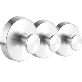 byojia Suction Cup Hooks, Shower Hooks for Inside Shower, No-Drill Towel Hook Stainless Steel Waterproof Suction Hooks for Wreaths, Loofah, Towel, Coat, Bath Robe (Brushed Nickel, 3Pcs)