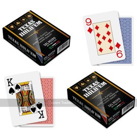 Dal Negro Texas Holdem Poker Cards (100% Plastic, 2 Decks, Red/Blue)