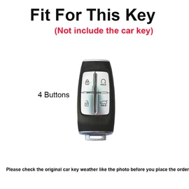 TECART Smart Remote Car Key Case Key Fob Holder Keyring Aluminum Alloy fit for Hyundai Genesis G80 GV70 GV80 2019 2020 2021 2022 4 Buttons Key Shell Leather Protection Keychain Accessories A White