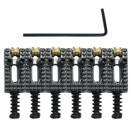 Zorfeter 6 Pcs Black 10.5mm Guitar Tremolo Bridge Saddles with Wrench Set for Fender Stratocaster Strat Telecaster Tele Electric Guitar Replacement