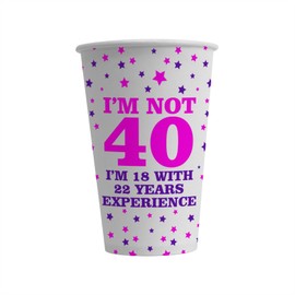 Bang Tidy Clothing 40th Birthday Paper Cups Pack of 24-12 Oz Birthday Party Cups - Party Tableware Decoration for Men Women - Disposable Recyclable 300ml - I'm Not - Pink