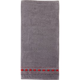 Erwin Müller Hand Towel Set 2-Pack Achern Grey/Red Size 50 x 100 cm - #500 g/m² - Quick Drying, Extra Absorbent, Loops on Both Sides