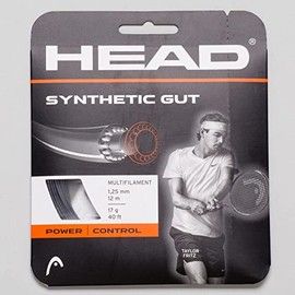 HEAD Synthetic Gut Black Tennis String, 17g / 1.25mm (4 Sets)