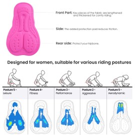 Sportneer Bike Shorts Women - 3D Padded Bike Shorts Cycling Underwear, Girls Bike Shorts Black