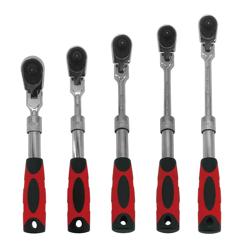 MacWork 1/2-Inch Drive Telescoping Ratchet, 72 Teeth Quick-Release, Reversible Flex
