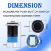 JIQI 16mm Momentary Push Button Switch Waterproof 12V-24V 1NO 1NC