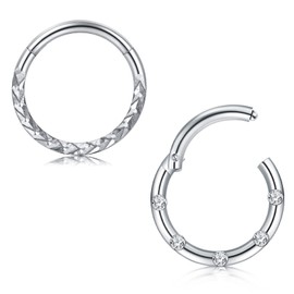AceFun 2Pcs Cartilage Helix Earrings Hoop 16G Tragus Daith Piercings Jewellery Nose Septum Clicker Silver Gold 1.2mm Inner 8mm 10mm