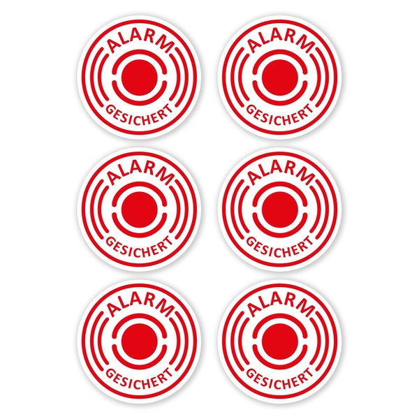 '10 Pieces Isecur® Stickers – Alarm, Alarmgesichert, 40 mm Diameter,