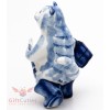 Gzhel Hand painted Porcelain Figurine of fisherman cat with a