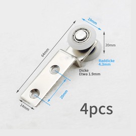 COZERI 20 mm Roller Curtain Roll for Sliding Doors, Runners for Sliding Doors, Heavy Duty and Durable, Ideal for Furniture and Sliding Door Systems, Easy Assembly (4)