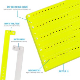 WristCo Neon Yellow Vinyl Wristbands - 100 Pack Wristbands for Events