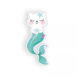 Real Sticky Cat Mermaid Sticker Kitty Kitten Swim Laptop Cup Car Vehicle Window Bumper Decal