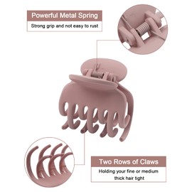 Medium Hair Clips for Thin Fine Hair, 1.5'' Small Claw Hair Clips for Women and Girls, Matte Double Row Jaw Clip Non Slip Hair Claw (10 pack)