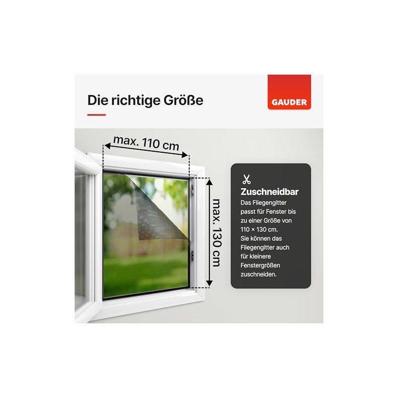GAUDER GAUDER Fliegengitter fr Fenster (110 x 130 cm |