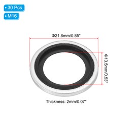 PATIKIL M16 Self-Centered Bonded Sealing Gasket, 30Pcs NBR Metal Bonded Sealing Washers Automotive Washers for Mechanical, Plumbing, Cylinder Repairs