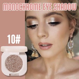 FeiCuiYun Monochrome Glittle Eyeshadow, light eyeshadow, pressed glitter eyeshadow, Glittle Matte Pressed Powder Single Vegan Eyeshadow; Talc, Paraben & Cruelty Free, Brown Glitter (10)