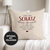 MoonWorks® Cushion Cover Saying "Keine Sorge Schatz ich werde Dich