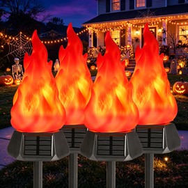 Solar Halloween Lights Outdoor, 4 Pack Solar Torch Light Waterproof