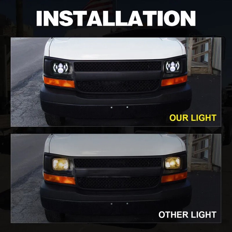 Unbranded Pair 5x7" 7x6" LED Headlight Hi-Lo DRL For Dodge