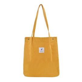 TeeYee Women's Large Handbag Corduroy Shopper Cord Tote Bag for Books Travel Everyday School Work Shopping Bag for Girls 40 x 41 cm Yellow