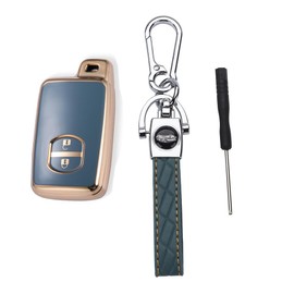 Kinotaka TPU Smart Key Case for Toyota, Prius 30 Series, Prius Alpha, Aqua, 86, Vitz, Corolla 2 Buttons, Key Holder, blue