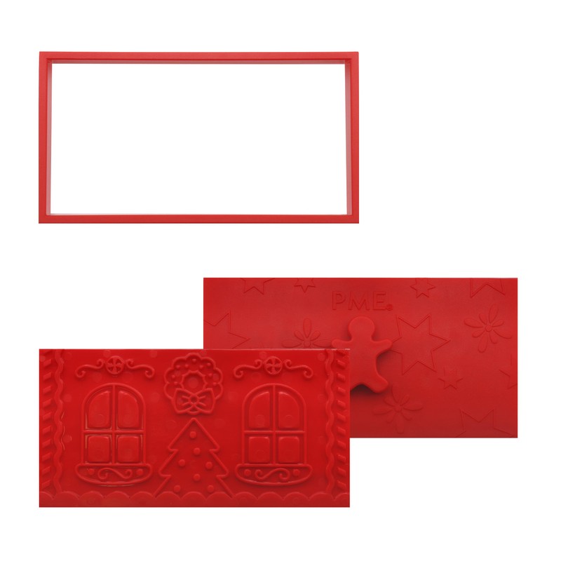 PME CH24CCC102 Christmas Cookie Cutters & Stamps, Gingerbread House (Set