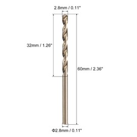 uxcell 24pcs Straight Shank Twist Drill Bits 2.8mm Gold Titanium & Black Nitride Coated High Speed Steel (HSS) 4341 with 2.8mm Shank for Stainless Steel Alloy Metal Plastic Wood