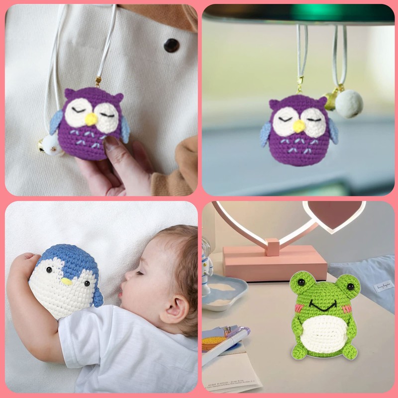 Knitting Kit, Animal Knitting Kit, Frog + Owl + Penguin