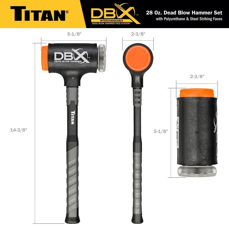 Titan DBX 63632 28oz Dead Blow Hammer with Interchangeable Polyurethane