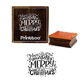 Printtoo Have Yourself A Merry Little Christmas Word Square Wooden Rubber Stamp-2 x 2 Inches
