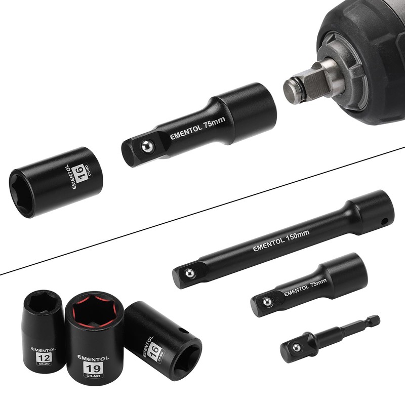 EMENTOL 30PCS 1/2" Drive Standard Impact Socket Set, CR-MO, Metric,