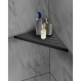 euroharry 1 Piece Corner Shelf Shower Shelf 304 Stainless Steel for Bathroom Shampoo Holder 254 x 254 mm Black Slot