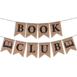 Book Club Banner Vintage Book Themed Party Decorations Burlap Book Party Banner for Book Club School Library Classroom Home Party Supplies