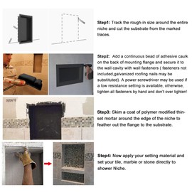 Suteck 32" x 16" Double Shelf Shower Niche Ready for Tile Waterproof Leak-Proof Bathroom Indoor Recessed Niche Storage Washing Toiletries Bottles