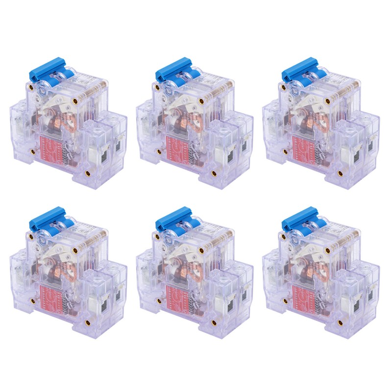 6pcs DZ47‑63 2P 6‑63A Transparent MCB Mini Circuit Breaker Air